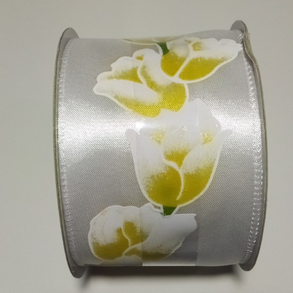 3/$15 Wired Ribbon Spring Yellow Tulips 2006 2.5"x12'